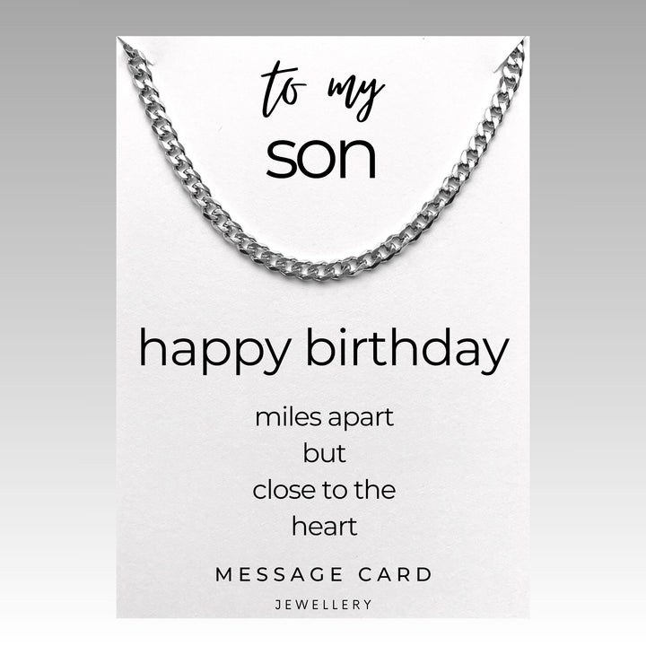 Son's Birthday - Miles Apart but Close to the Heart: Chunky Stainless Steel Curb Chain Necklace