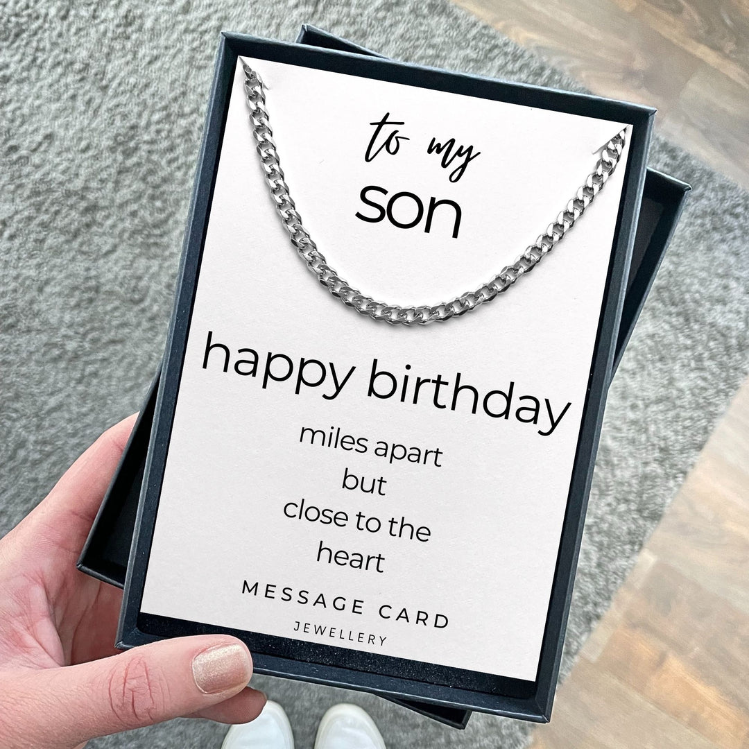 Son's Birthday - Miles Apart but Close to the Heart: Chunky Stainless Steel Curb Chain Necklace