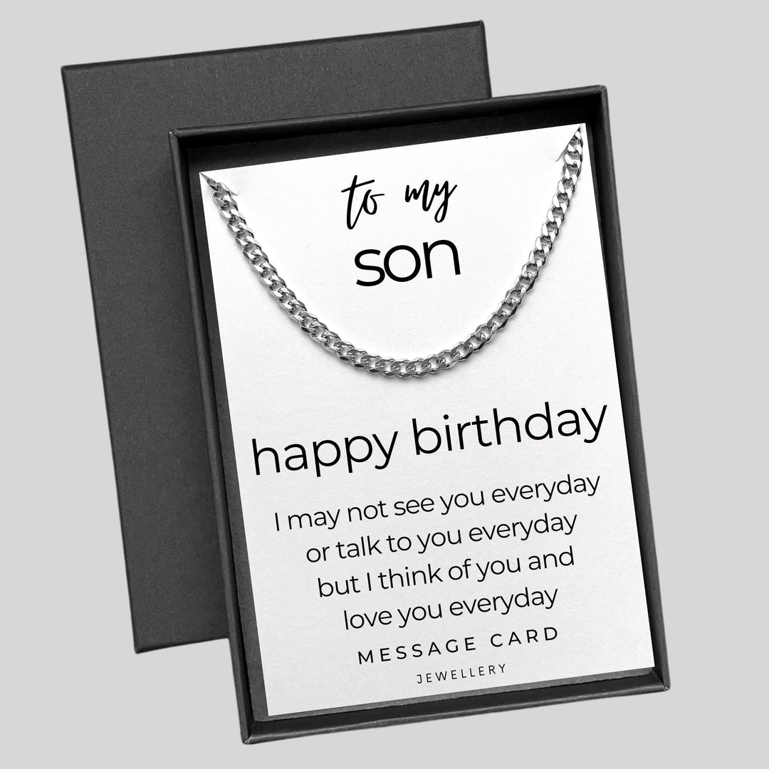 Son's Birthday - Think of You Everyday: Chunky Stainless Steel Curb Chain Necklace