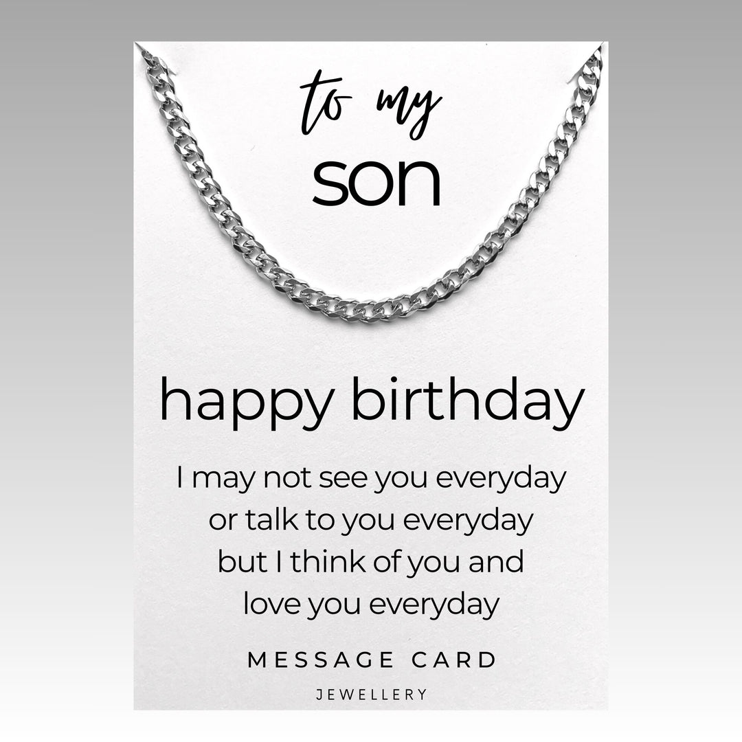 Son's Birthday - Think of You Everyday: Chunky Stainless Steel Curb Chain Necklace