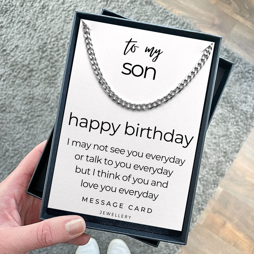 Son's Birthday - Think of You Everyday: Chunky Stainless Steel Curb Chain Necklace