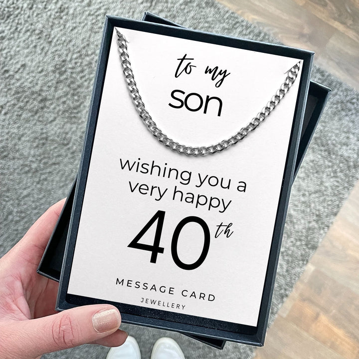 Son's Birthday - Wishing You a Happy 40th: Chunky Stainless Steel Curb Chain Necklace