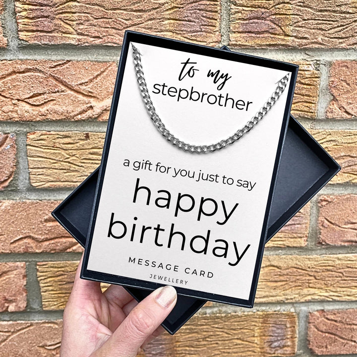 Stepbrother's Birthday - Small Gift for Stepbrother - Chunky Stainless Steel Curb Chain