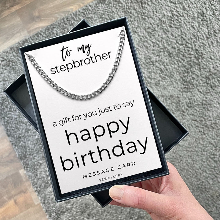 Stepbrother's Birthday - Small Gift for Stepbrother - Chunky Stainless Steel Curb Chain