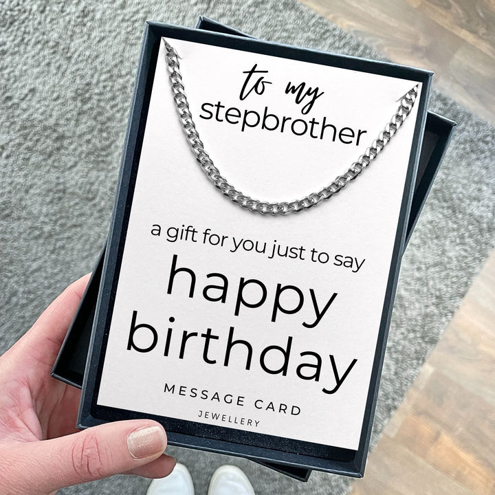 Stepbrother's Birthday - Small Gift for Stepbrother - Chunky Stainless Steel Curb Chain
