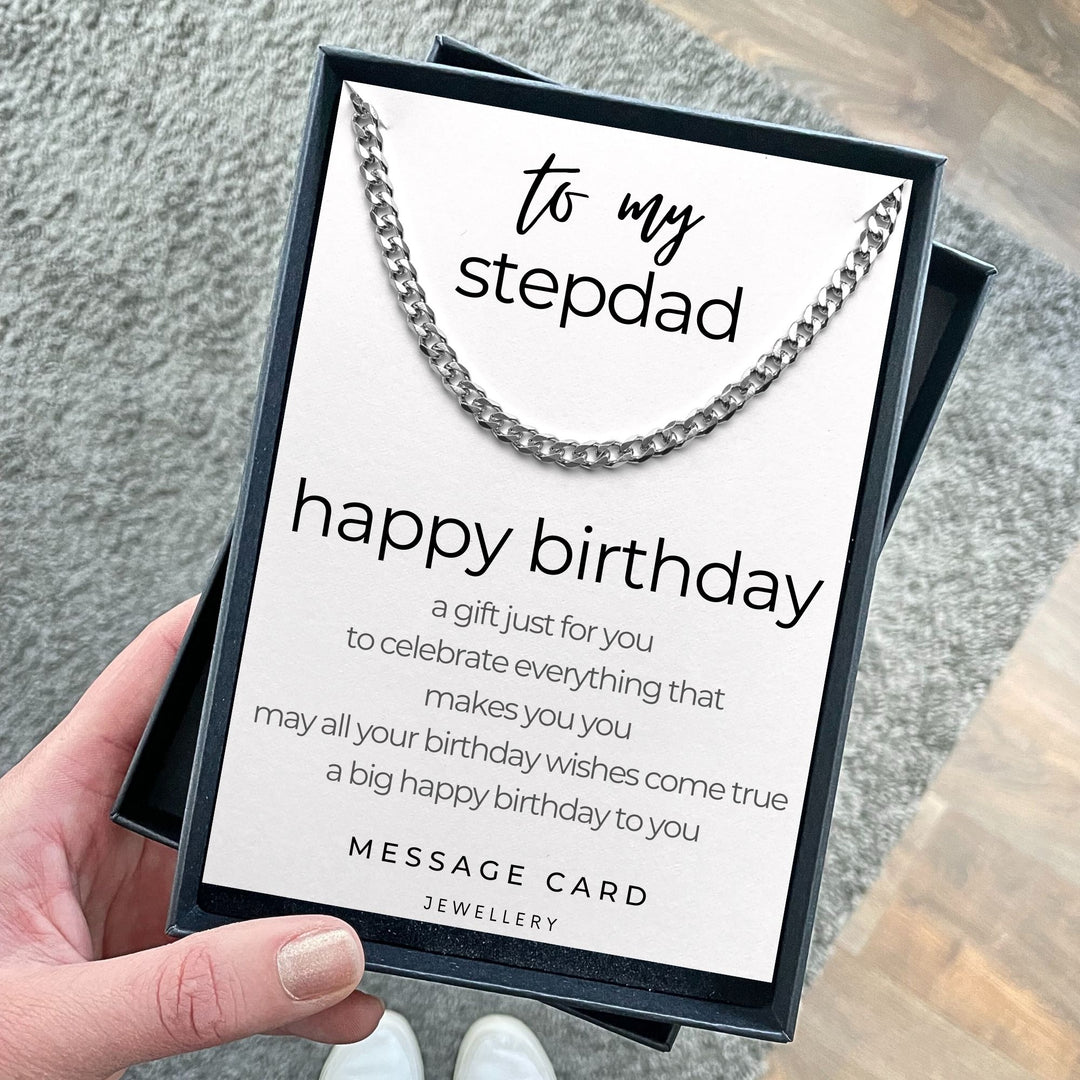 Stepdad's Birthday - May Your Wishes Come True Stainless Steel Curb Chain
