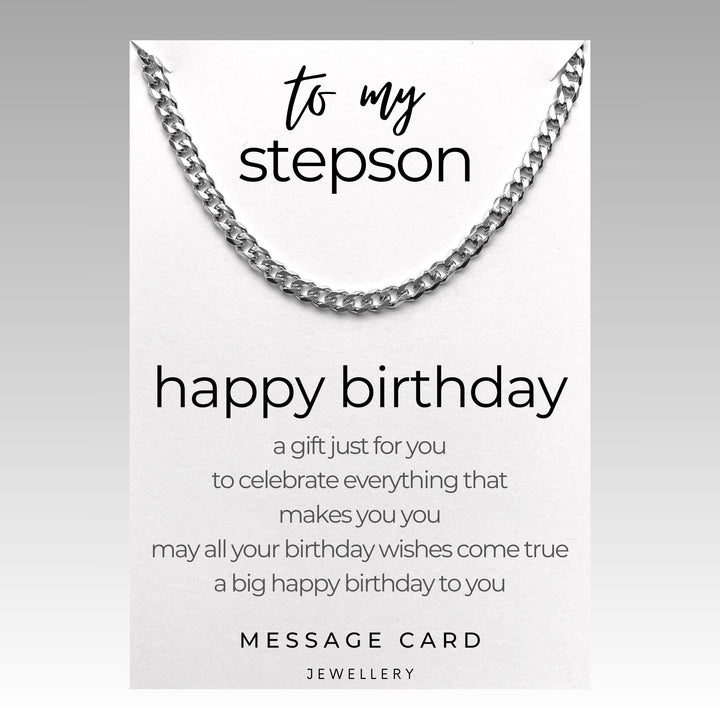 Stepson's Birthday - May Your Wishes Come True  Chunky Stainless Steel Curb Chain