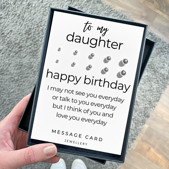 Thinking of you happy birthday, stainless steel ball stud earrings