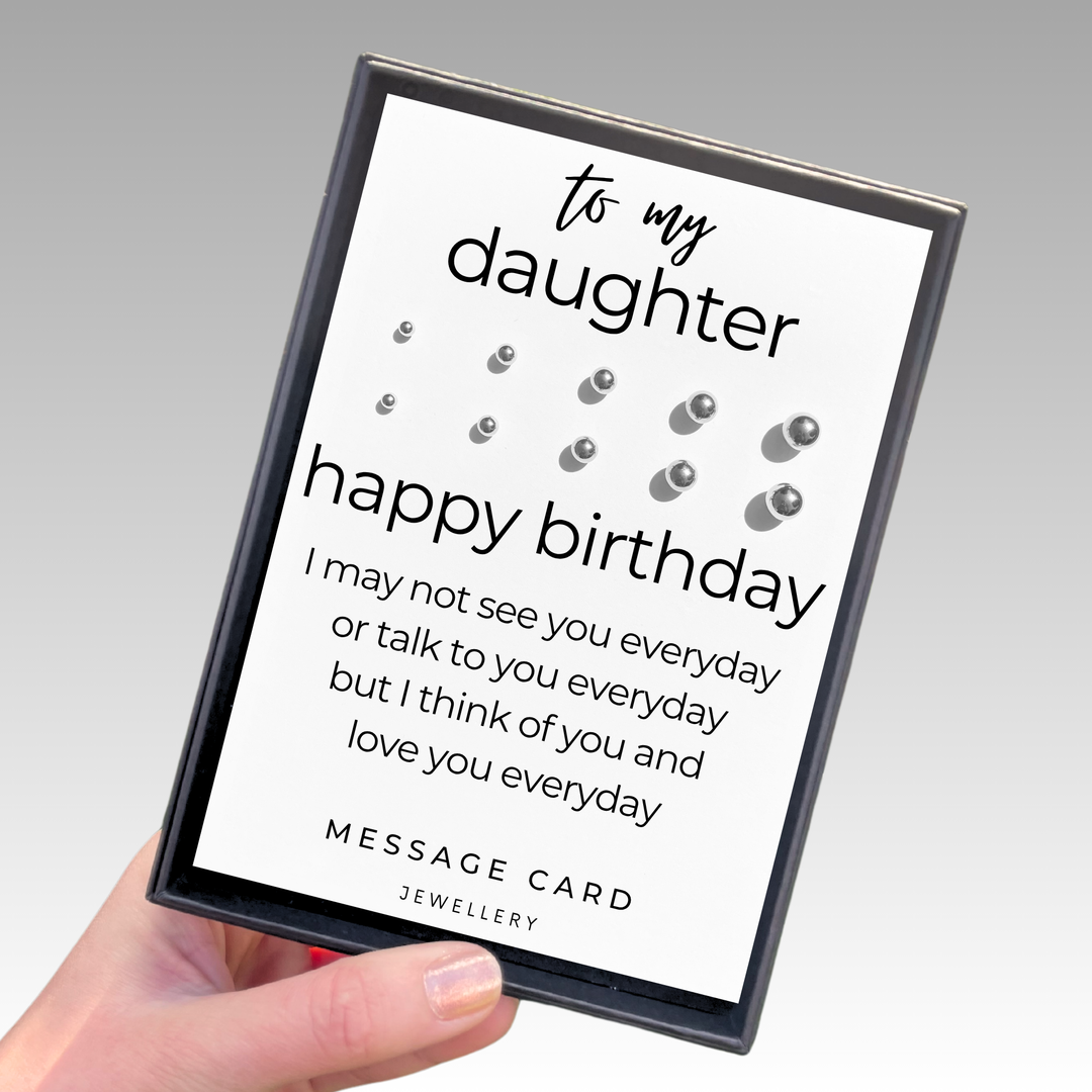 Thinking of you happy birthday, stainless steel ball stud earrings