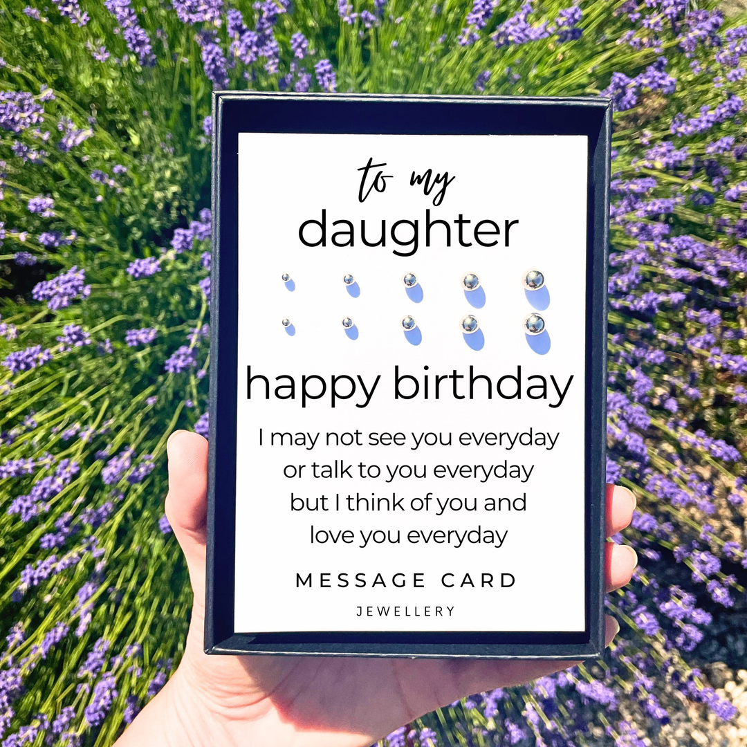 Thinking of you happy birthday, stainless steel ball stud earrings