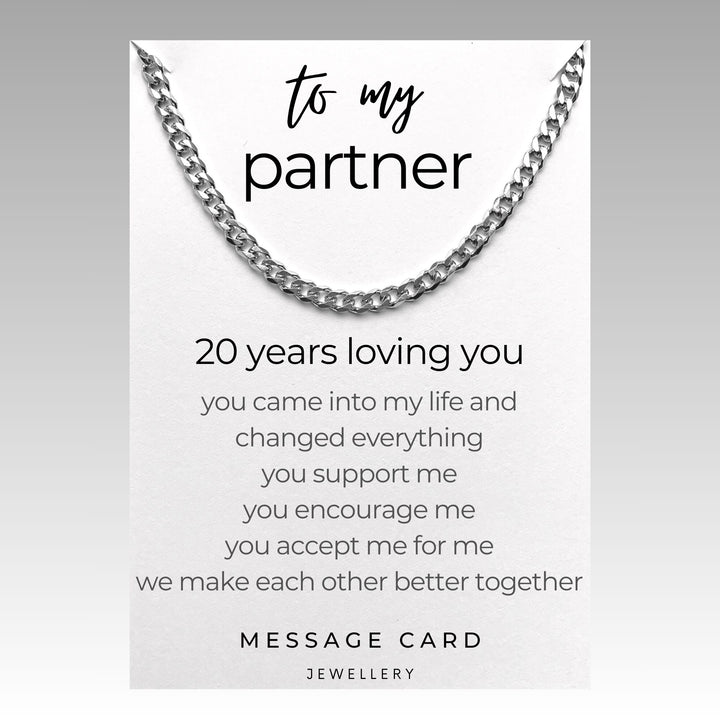 Timeless Love: 20-Year Anniversary Stainless Steel Curb Chain Necklace
