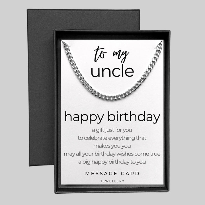 Uncle's Birthday - May Your Birthday Wishes Come True Chunky Stainless Steel Curb Chain Necklace