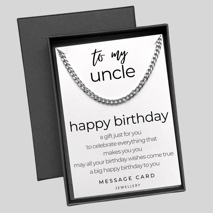 Uncle's Birthday - May Your Birthday Wishes Come True Chunky Stainless Steel Curb Chain Necklace