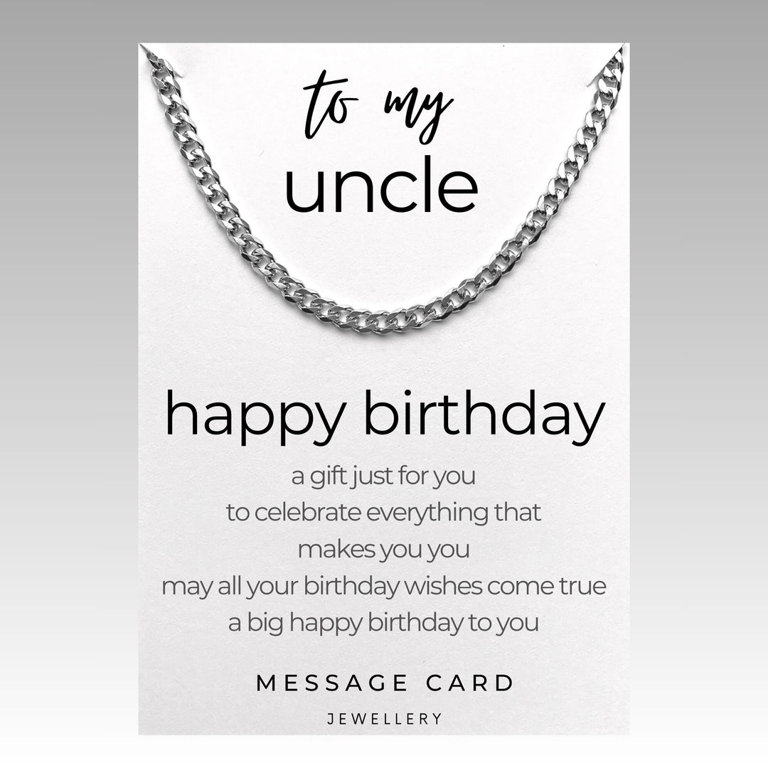 Uncle's Birthday - May Your Birthday Wishes Come True Chunky Stainless Steel Curb Chain Necklace