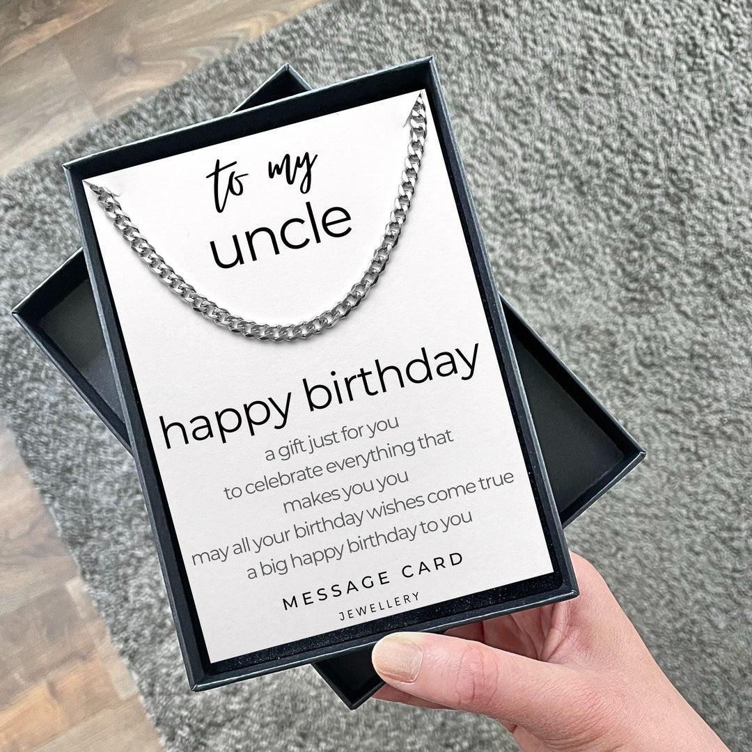 Uncle's Birthday - May Your Birthday Wishes Come True Chunky Stainless Steel Curb Chain Necklace