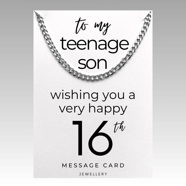 Unique 16th Birthday Necklace for Teenage Boys - Chunky Stainless Steel Curb Chain