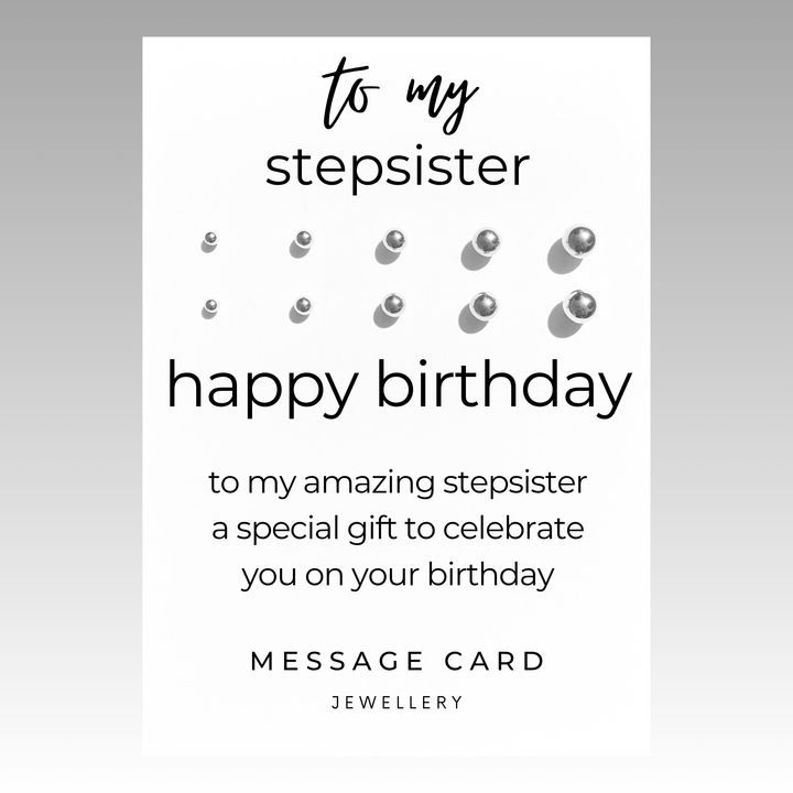 amazing step sister birthday card, earring set for multiple piercings