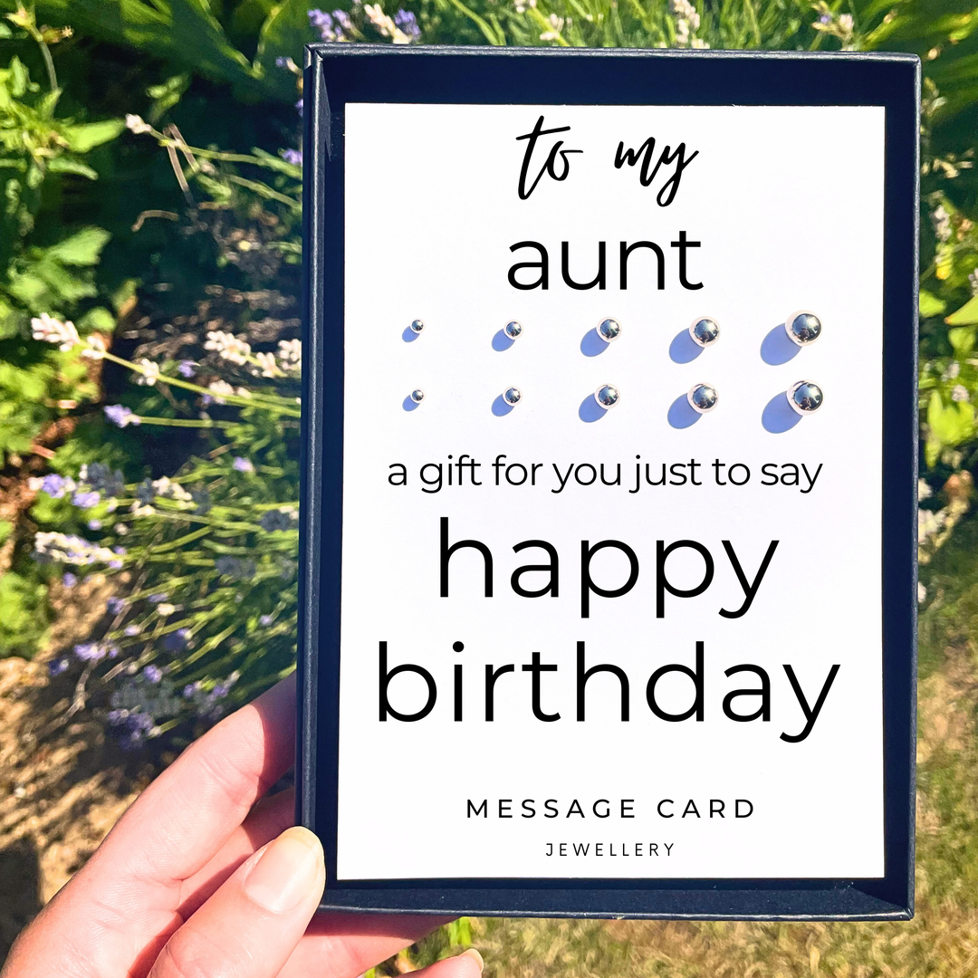 auntie earrings, stainless steel ball stud earrings