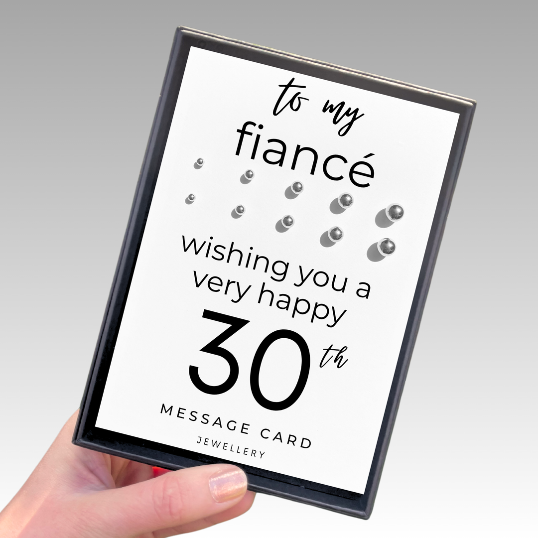 fiancé 30th birthday card, earrings gift set