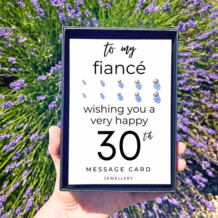 fiancé 30th birthday card, earrings gift set