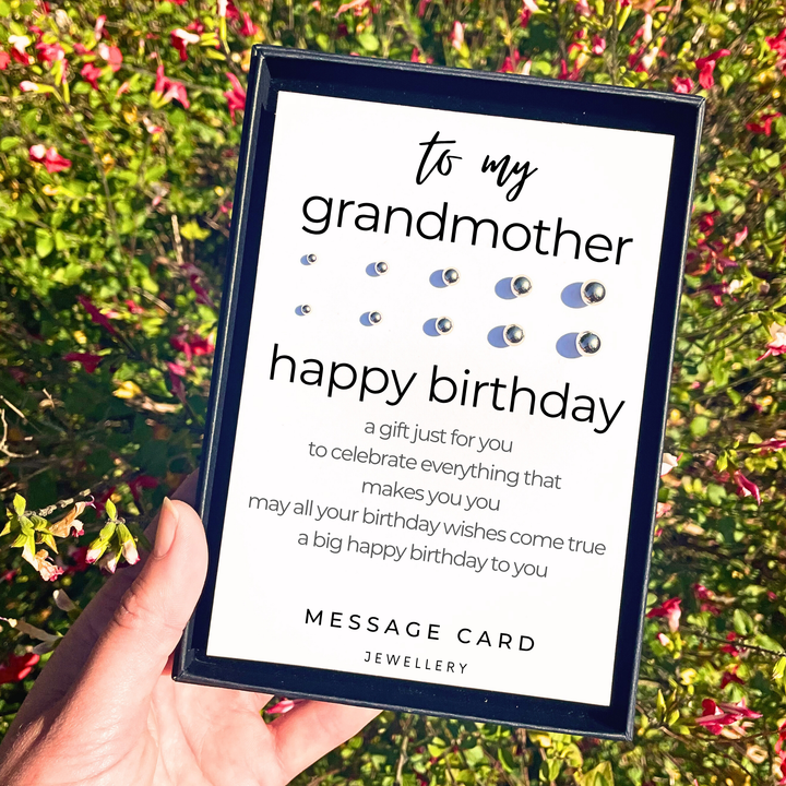 grandmother birthday message, stainless steel ball stud earrings