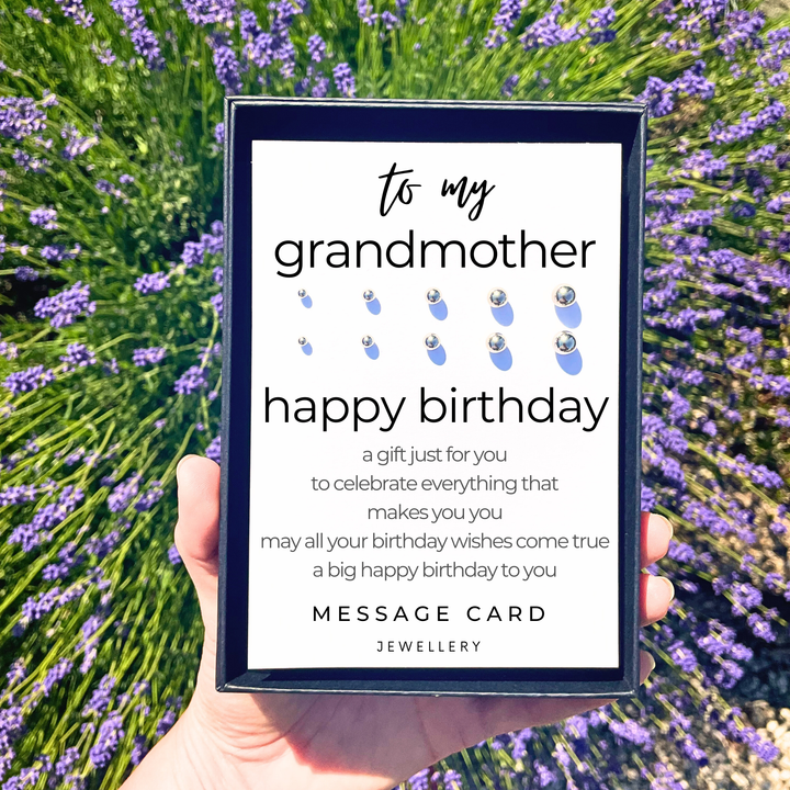 grandmother birthday message, stainless steel ball stud earrings