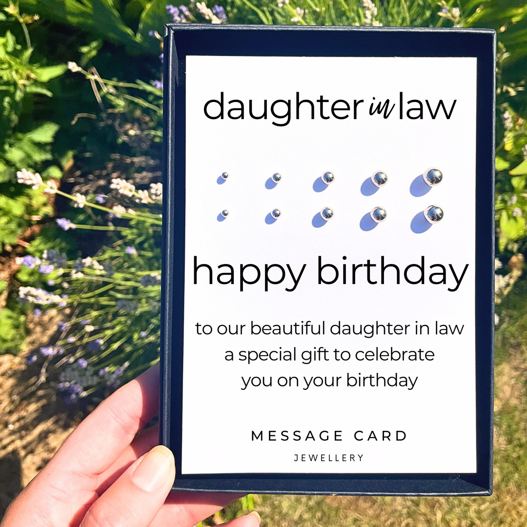message for daughter in law, stainless steel ball stud earrings