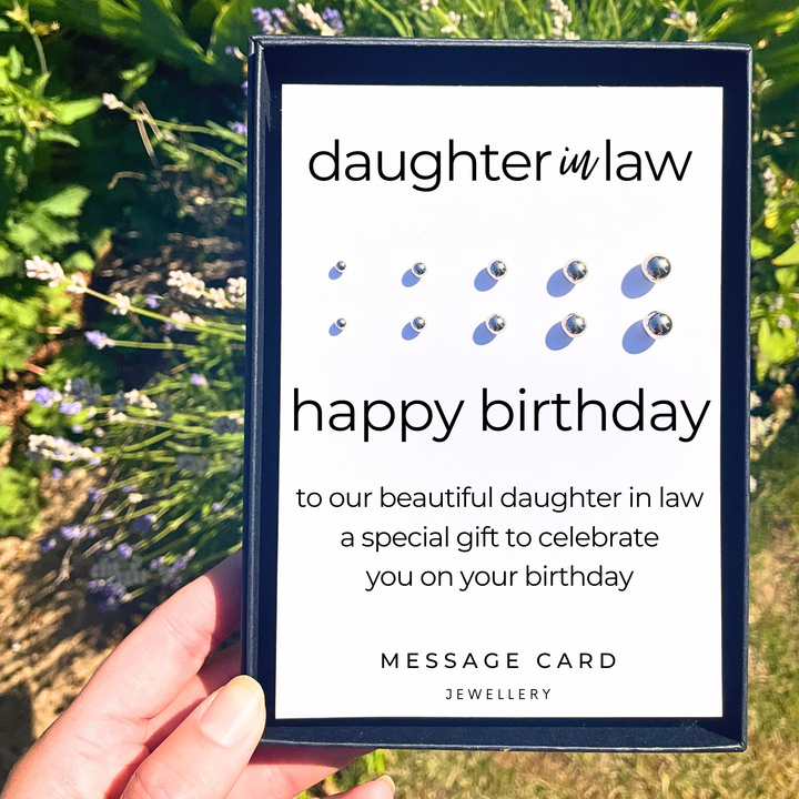 message for daughter in law, stainless steel ball stud earrings