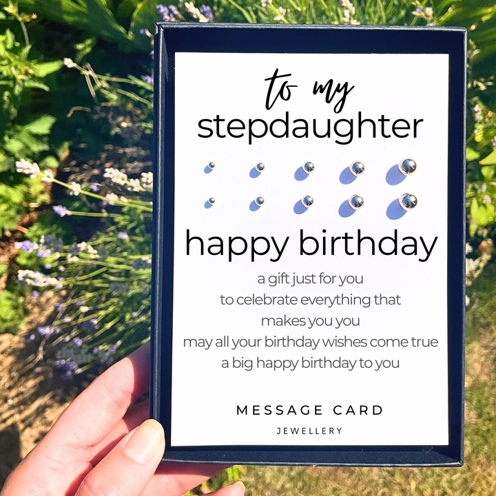 step daughter birthday message, earrings gift set