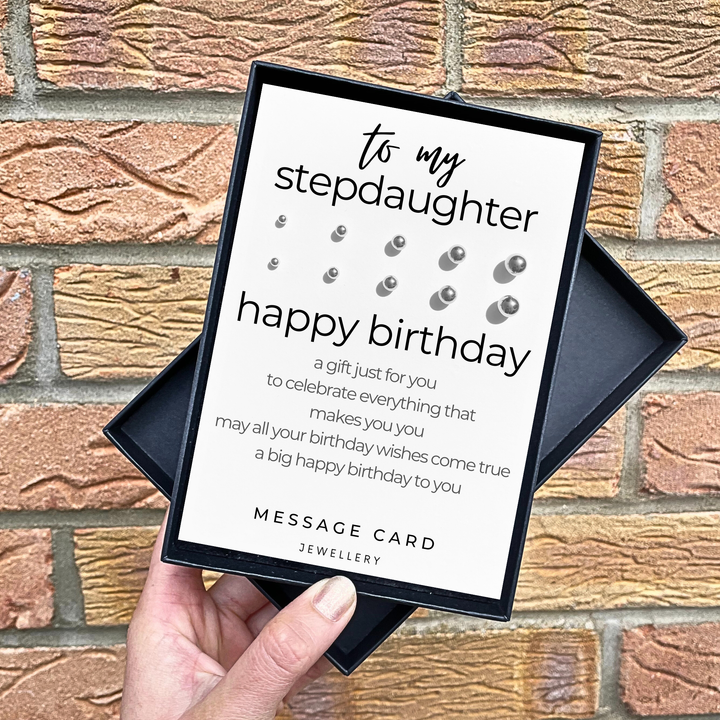 step daughter birthday message, earrings gift set